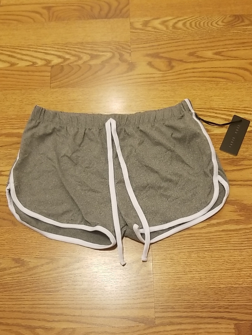NWT Heather Gray Women's Athletic Shorts with White Trim